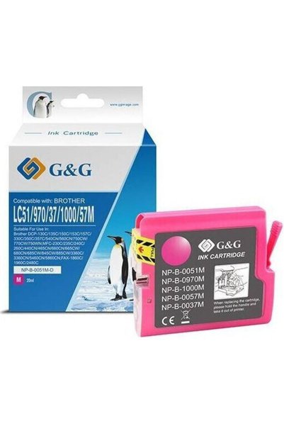 G&G Συμβατό δοχείο μελάνης Brother LC-1000M LC-970M Ματζέντα 400 σελίδες Μονό...