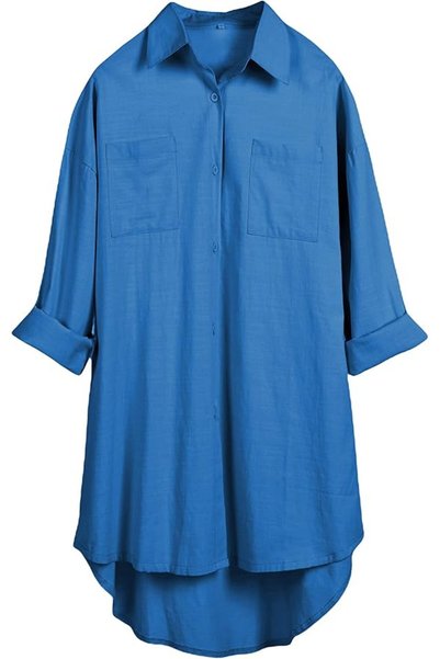 GENERAL Bianstore Women's Oversized Linen Shirts Blouses Tops Long Sleeve Hig...