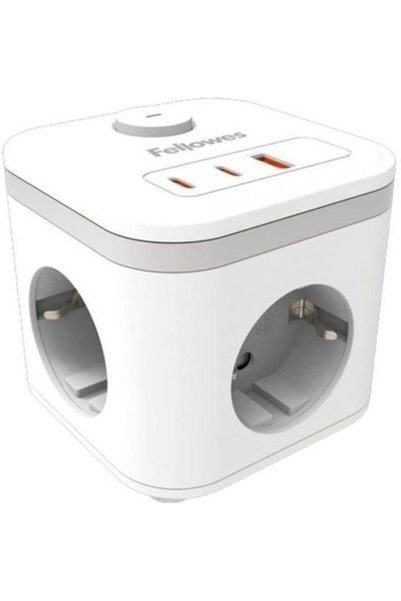Fellowes PowerCube 3 Υποδοχές με 1 USB-A, 2 USB-C, Διακόπτης και Καλώδιο 2μ