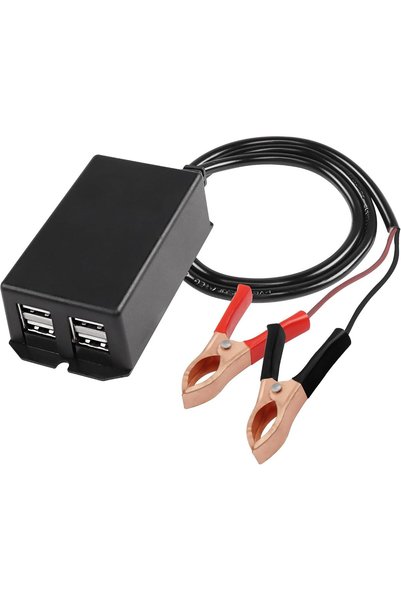 NALACAL محول تيار مستمر مع مشبك بطارية ومحول شحن USB، محول طاقة متعدد المنافذ...