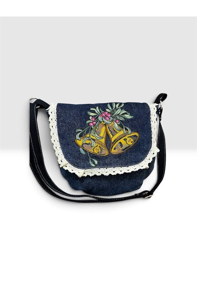 GÜLHOBY Denim Fabric Embroidered Crossbody Sports Women's Bag (28X28Cm)