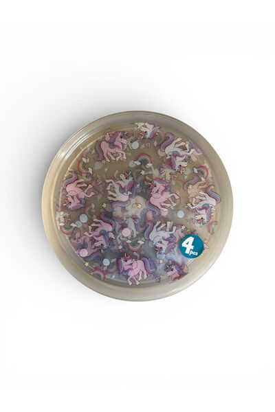 NO BRAND Set 4 Farfurii Copii cu Unicorn – Plastic PP, Dishwasher Safe, Fără ...