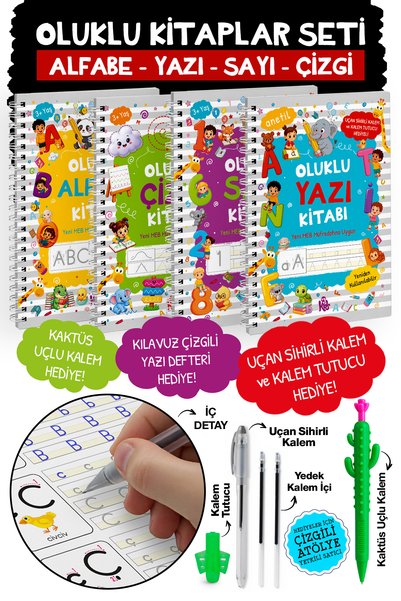 Parodi Yayınları Oluklu Kitaplar Seti 4 Kitap - Yazı, Alfabe, Sayı, Çizgi - O...