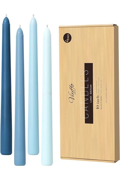 GENERAL Viyffo 12 Inch Purple Taper Candles Set of 4 Unscented Smokeless Long...