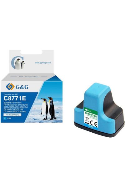 G&G Συμβατό Μελάνι Εκτυπωτή Inkjet HP Hp 363 C8771ee Xl Κυανό 1 Τεμάχιο
