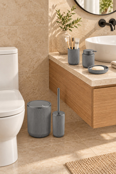 Virela Home Elegant 5-Piece Striped Bathroom Set