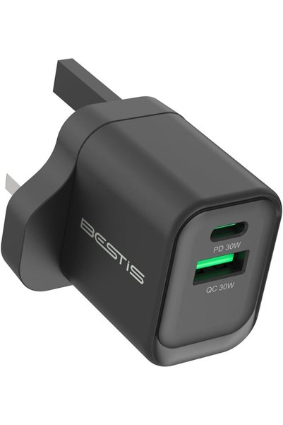 Generic شاحن حائط بمنفذين بقوة 30 واط مع تقنية QC3.0 ومنفذ Type C وUSB PD للش...