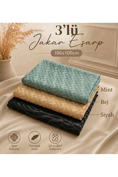 Altınoluk Tekstil 3-Piece Jacquard Writing/Scarf No Show, No Ironing Required...