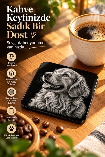 PakerStudio Golden Themed Acrylic Laser Engraved Coaster (with Felt Base)