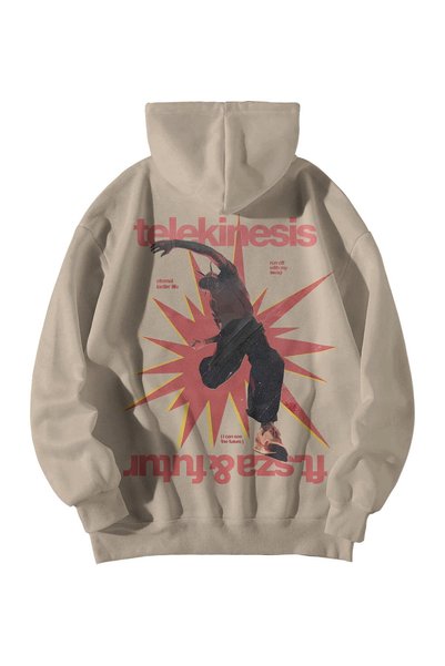 KOLAYALTUST Cream Unisex Oversized Hoodie - Travis Scott Telekinesis Printed ...