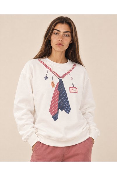 TOP CLOTHE سويت شيرت نسائي كاجوال بطبعة ربطة عنق ودبدوب، بلوفر شتوي بأكمام طو...