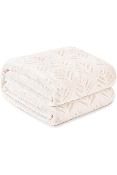 Exclusivo Mezcla Leaves Pattern Blanket Queen Size for Bed, Dark Green