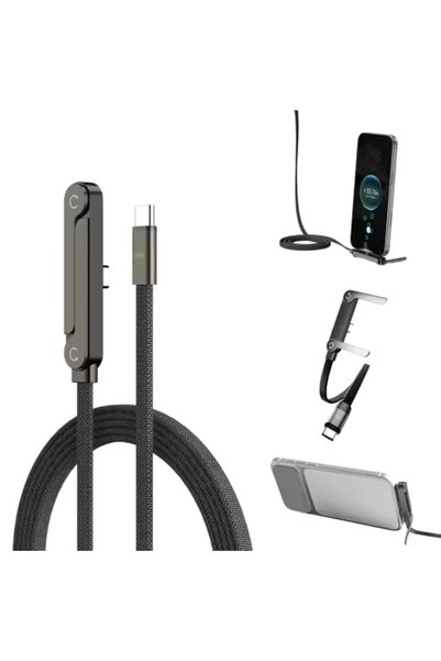 Generic كابل USB-C إلى USB-C مضفر بقوة 240 واط مع دوران 360 درجة، 2 في 1 °   ...