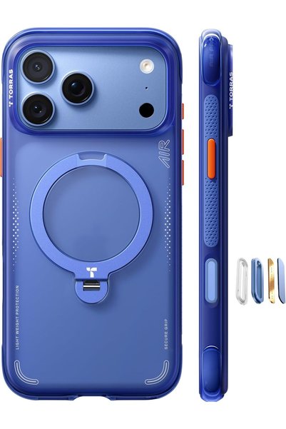 TORRAS غطاء حماية Q3 Air لهاتف آيفون 18 برو ماكس، مع حامل مغناطيسي 360 درجة -...