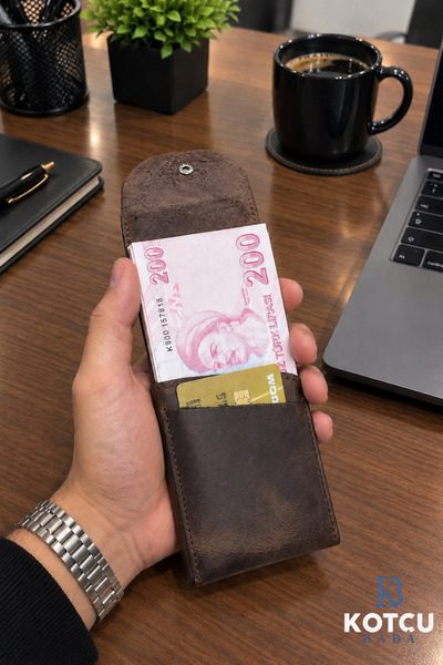 KOTCUBABA Viral Genuine Leather Brown Minimal Design Unisex Wallet