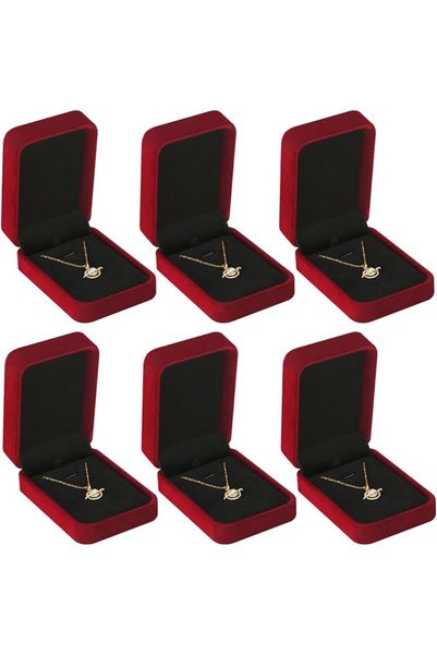 LETURE 6 Pieces Velvet Jewelry Gift Boxes for Necklace Pendant Bracelet Ring ...