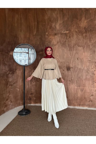 hacer ayaydın Stamped Fabric Belted Poncho