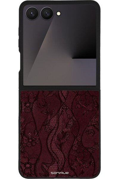 Sonique Θήκη Σειράς Diva για Samsung Galaxy Z Flip 7 Μπορντό Δαντέλα