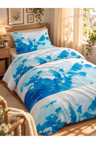 ZIY Collection مجموعة أغطية سرير قطنية مفردة من سلسلة هوم سيريز باللونين الأز...