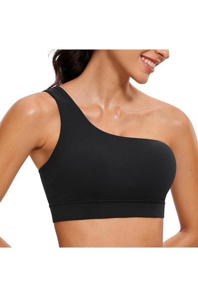 CRZ YOGA Butterluxe Womens One Shoulder Sports Bra - Sleeveless One Strap Low...