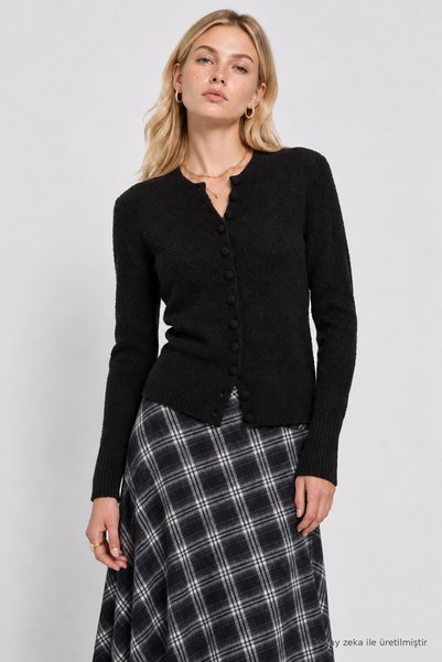 Lovelyİstanbul Wool Blend Buttoned Knitwear Cardigan Lyy0148 Black