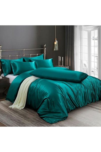 Ersmak 6 Pieces Satin Duvet Cover King Size Luxury Silky Bedding Duvet Cover ...