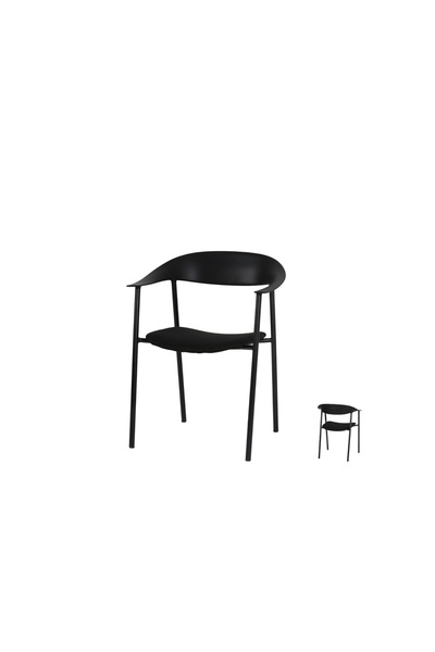 IN HOME STORE Modern Design Single Chair Curved Backrest Plastic and Metal Black