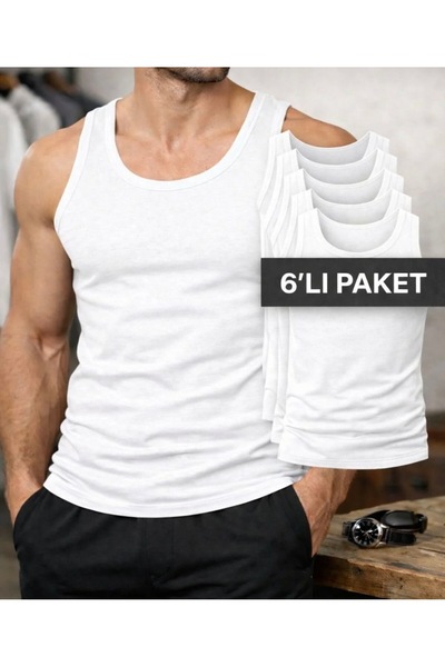 6’LI PAKET BEYAZ %100 PAMUK ERKEK ATLET