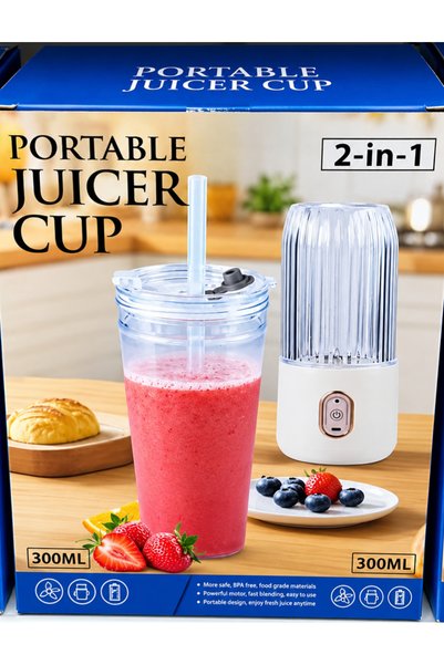 Generic Brand Portable Juicer Cup 2-in-1, 300ML USB Rechargeable Mini Blender...
