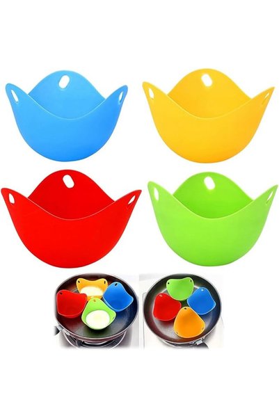 HASTHIP ® 4 cs Poached Egg Maker - Egg Poacher Nonstick Silicone Eggs Poachin...