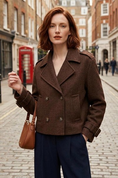 PRİFALDİ Agli̇mmer Zr Women's Double-Breasted Collar Sleeve Belt Detailed Com...