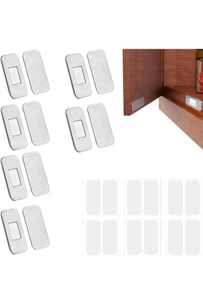 TERRIFI Magnetic Cabinet Door Catch with Adhesive Pads, Ultra-Thin Stainless ...