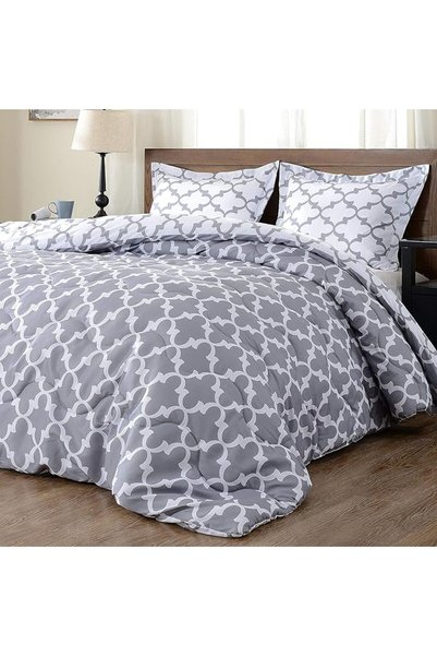 downluxe Lightweight Solid Comforter Set (Queen) with 2 Pillow Shams - 3-Piec...
