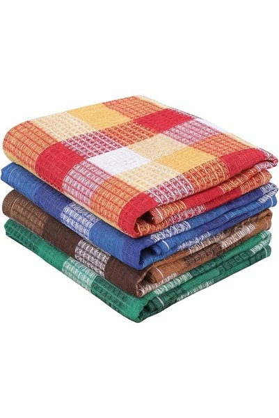 TERRIFI 4 Pack Waffle Tea Towels, 25.6x15 Inch Soft and Absorbent Premium Cot...