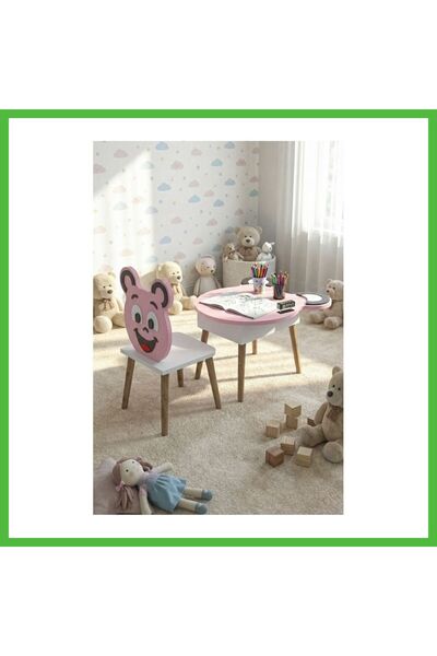 VAVENİ Happy Face Masa Sandalye Seti Pembe ARZ