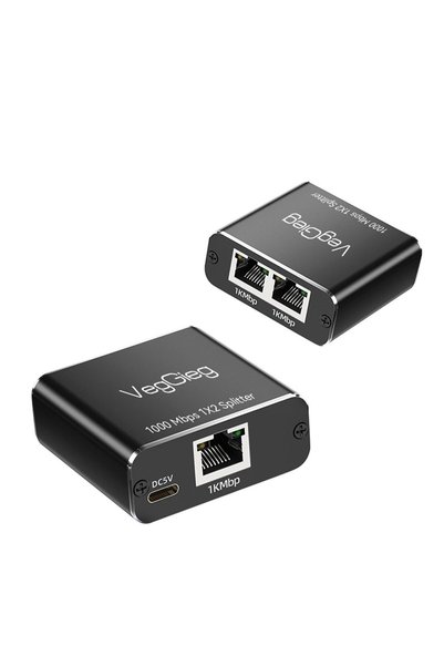 Veggieg 1 Giriş 2 Çıkış RJ45 Gigabit Ethernet Çoklayıcı Splitter Adaptör