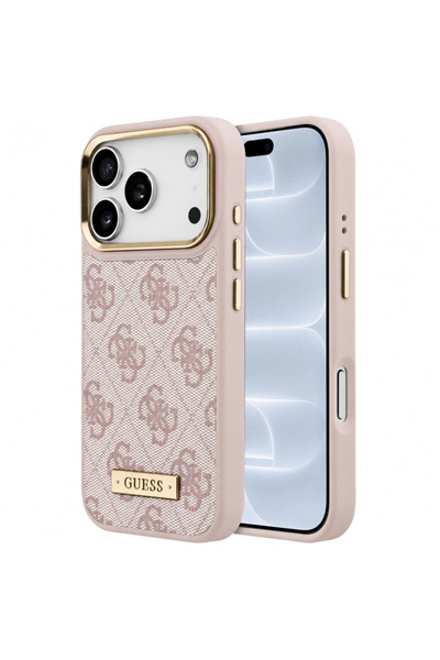 Guess MagSafe Case for Apple iPhone 18 Pro / 17 Pro, 4G Logo Plate, Pink