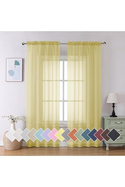 GENERAL Aiyufeng 2 Pack: Basic Sky Blue Sheer Curtain Drapes 84 Inch Length 2...