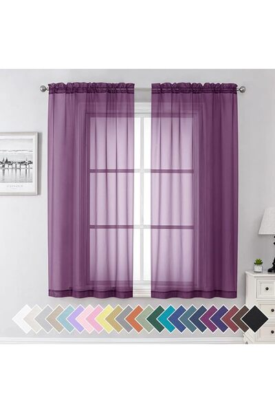 GENERAL Aiyufeng 2 Pack: Basic Sky Blue Sheer Curtain Drapes 84 Inch Length 2...