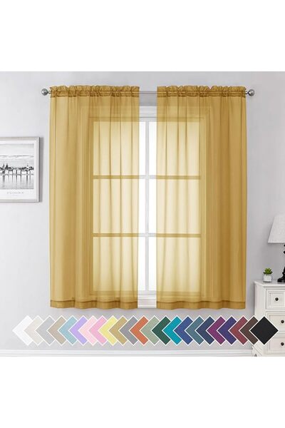 GENERAL Aiyufeng 2 Pack: Basic Sky Blue Sheer Curtain Drapes 84 Inch Length 2...