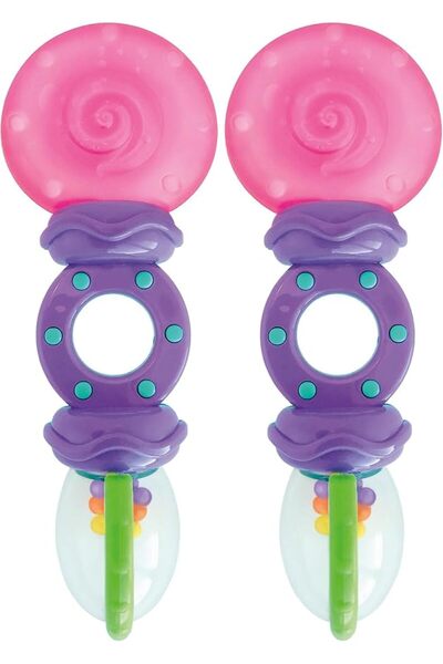 Bright Starts Teether Toy with Water-Filled End and Colorful Rattle, 3-36 months