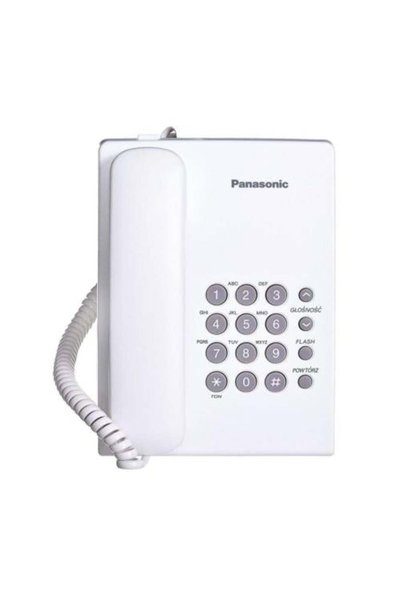 A هاتف أرضي سلكي من باناسونيك - أبيض - صنع في ماليزيا - KX-TS500
