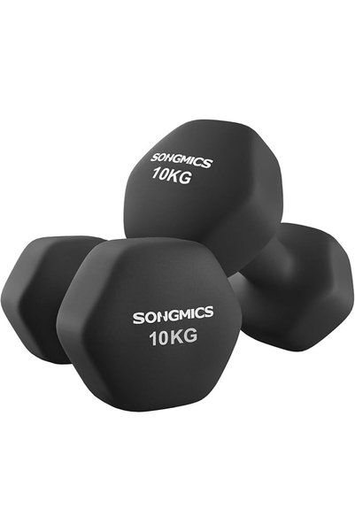 SONGMICS مجموعة من 2 دمبل سداسي الشكل مغطى بالنيوبرين للتدريب على القوة واللي...