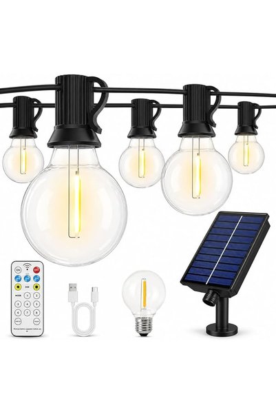 GENERAL أضواء خارجية LED طراز G40 تعمل بالطاقة الشمسية بطول 18 متر/59 قدم مع ...