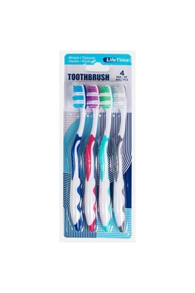 OEM Medium Colored Toothbrushes for Adults - 4pcs