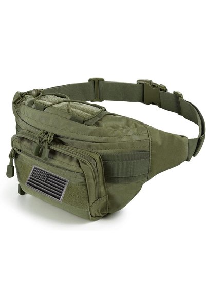 GENERAL FRTKK Tactical Fanny Pack Military Waist Bag Pack with USA Flag Patch...