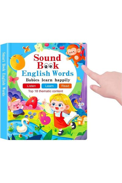 KASTWAVE كتاب الكلمات الإنجليزية الأول للأطفال مع الأصوات - لعبة صوتية إنجليزية أولى للأطفال تحتوي على 18 موضوعًا وأكثر من 400 كلمة، متوفرة