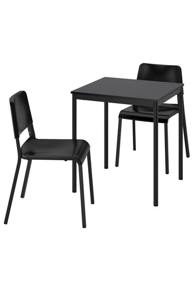 IKEA Siyah Mutfak Masası Takımı 67x67x75 cm, 2 Sandalyeli