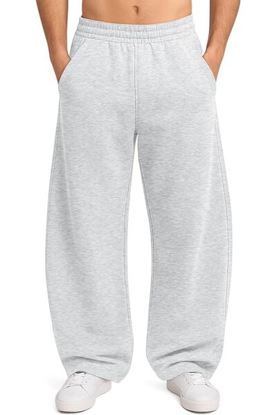 GENERAL HeSaYep Men's Fleece Baggy Sweatpants Wide Leg Barrel Sweat Pants Lou...