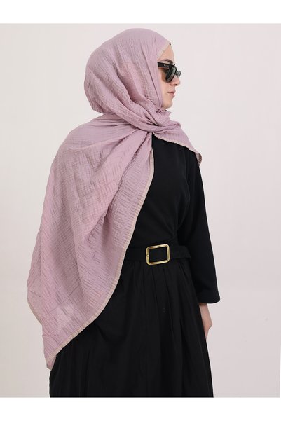 Hepsi Moda Piping Muslin Shawl - Light Lilac